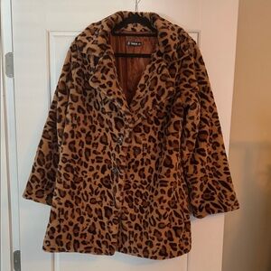 Brown Leopard Print Teddy Jacket